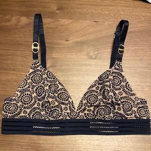 Stella McCartney Fleur Dancing bralette - navy and nude - size M